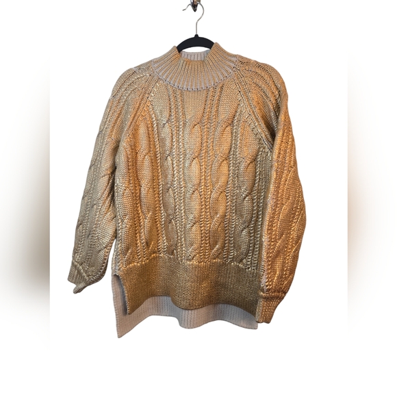 Ted Baker Gold Foil Heavy Knit Sweater, Size Small - Picture 1 of 11